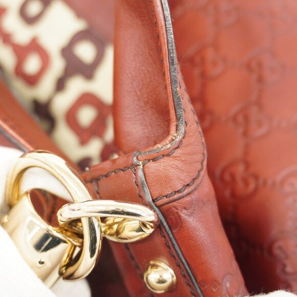 GUCCI Red Leather Horsebit Bag - Picture 7 of 13